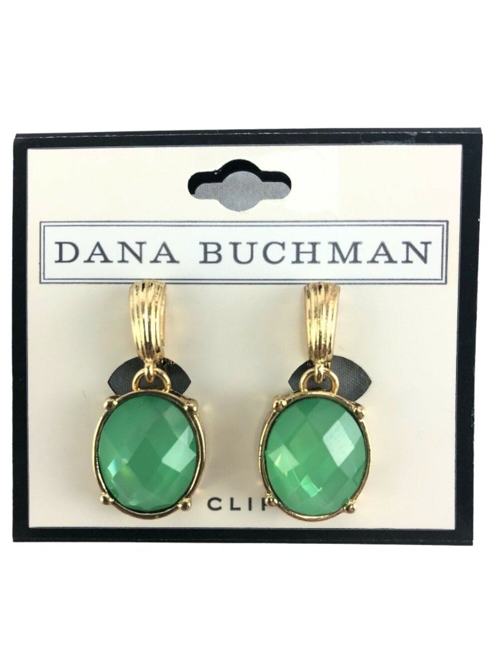 Dana Buchman Clip On Earrings Gold-Tone Green Dangle